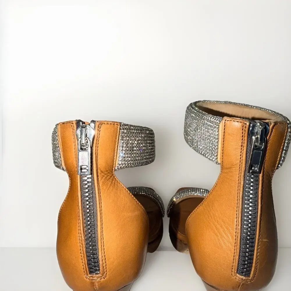 Rick Owens Hydra Sandal Honey Brown Diamond Crystal Platform Heel 41 US 10 1/2